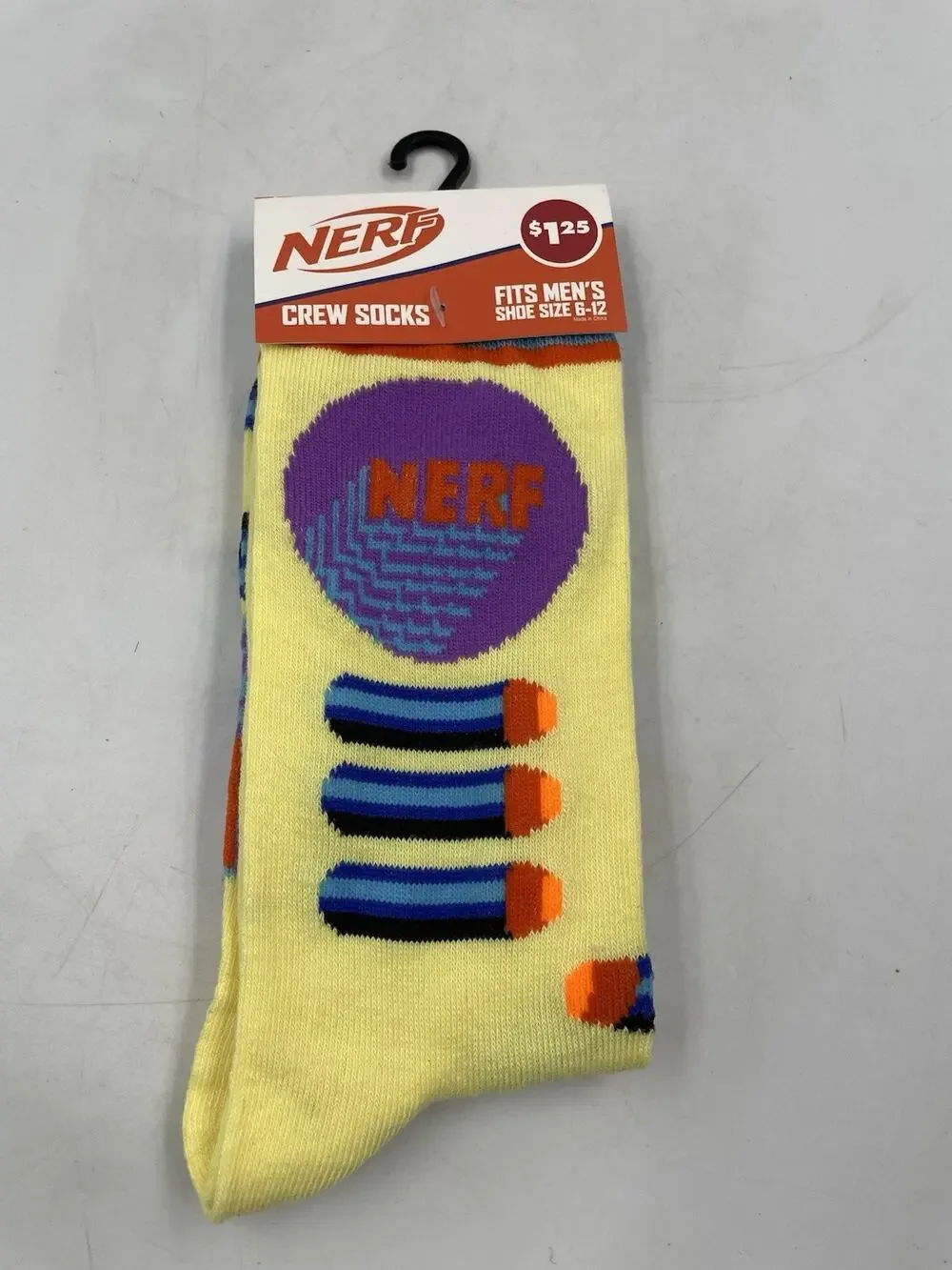 Nerf Men's Novelty Crew Socks 1 Pair Multicolor Shoe 6-12
